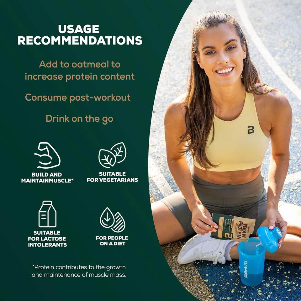 BioTechUSA Vegan Protein | Rice and Pea-Based Shake with Superfoods and Amino Acids | Sugar, Lactose, and Gluten-Free, 2 kg, Vanilla Cake