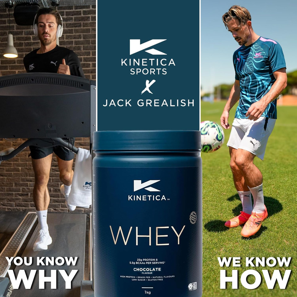 Kinetica Sports Whey Protein Powder - Chocolate Flavour | 22g Protein/Serve, 33 Servings/1Kg Pack | Gluten Free Supplement | Optimum for Muscle Growth & Recovery | Mixes Well with Water, Milk & Shakes