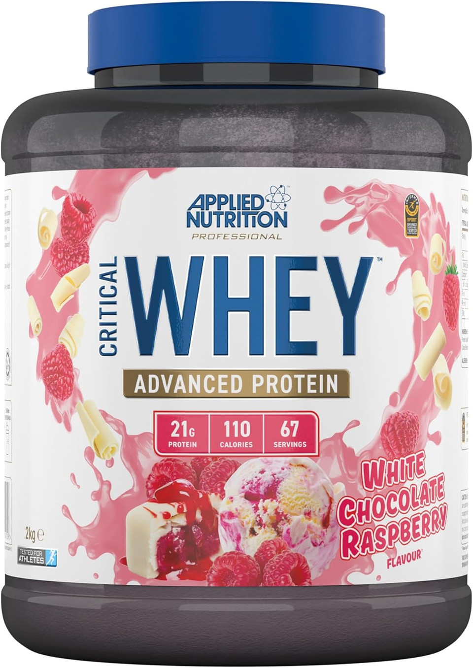 Applied Nutrition Critical Whey Protein Powder 2kg - High Protein Powder, Protein Milkshake, Muscle Building Supplement with BCAAs & Glutamine (2kg - 67 Servings) (White Chocolate Raspberry)