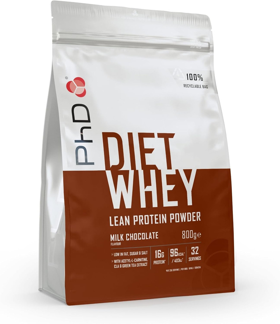 PhD Nutrition Diet Whey Low Calorie Protein Powder, Low Carb, High Protein Lean Matrix, Milk Chocolate Diet Whey Protein Powder, High Protein, 32 Servings Per 800g