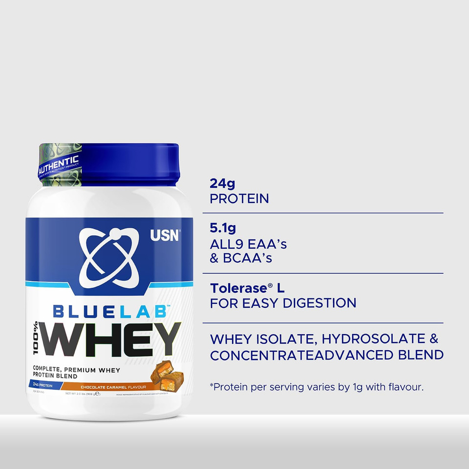 USN Blue Lab Whey Protein Powder: Vanilla - Whey Protein 2kg - Post-Workout - Whey Isolate - Muscle Building Powder Supplement With Added BCAAs