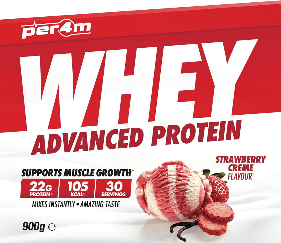 Per4m Protein Whey Powder | 30 Servings of High Protein Shake with Amino Acids | for Optimal Nutrition When Training | Low Sugar Gym Supplements (Apple Strudel, 900g)