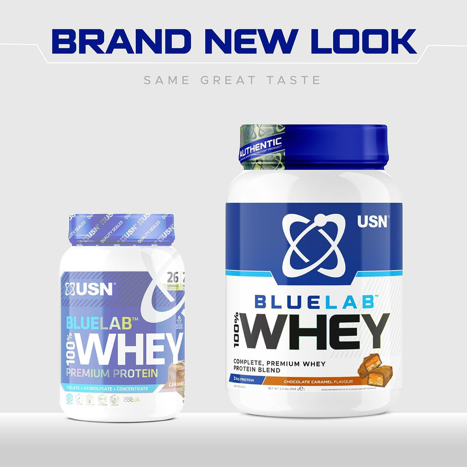 USN Blue Lab Whey Protein Powder, Chocolate Blueberry Gateau Flavour - 2kg (58 Servings), Premium Whey Isolate Protein Dietary Supplement, Post Workout Lean Muscle Growth BCAA Amino Acids Powder