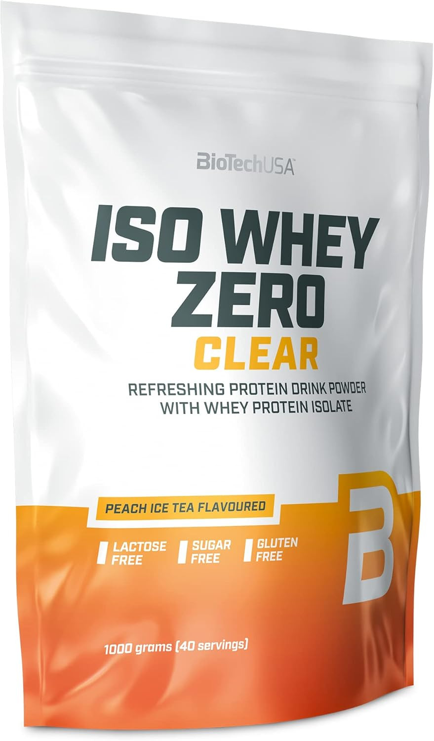 BioTechUSA Iso Whey Zero Clear Drink Powder, Refreshing, Sugar-Free, Lactose-Free, Gluten-Free, 5 Fruity Flavors, 88 kcal, 21g Protein, BCAAs, 1000 g, Tropical Fruit