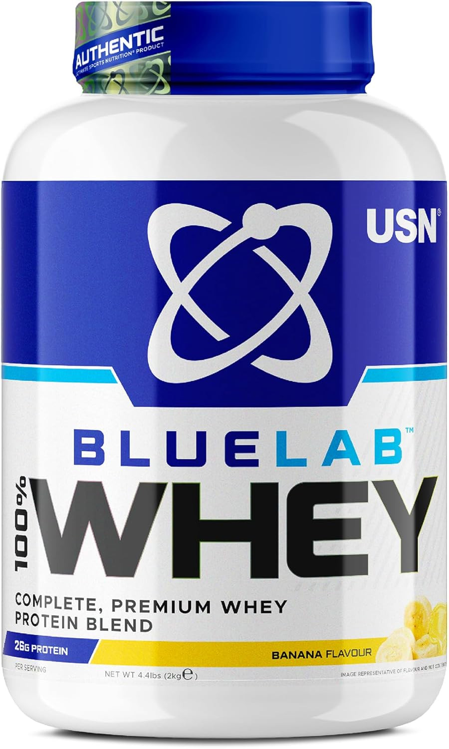 USN Blue Lab Whey Protein Powder: Banana - Whey Protein 2kg - Post-Workout - Whey Isolate - Muscle Building Powder Supplement With Added BCAAs