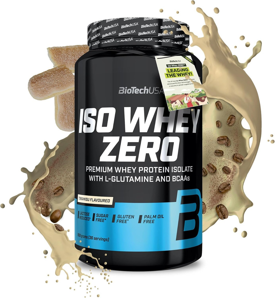BioTechUSA Iso Whey Zero | Premium Whey Protein Isolate | Grass-Fed | Enzyme-Free | Sugar- and Gluten-Free, 908 g, Tiramisu