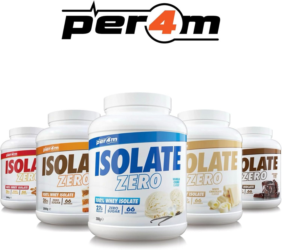 Per4m Isolate Zero Premium Whey Protein Powder | 66 Servings Ultra Filtered Isolate Shake + Amino Acids | Muscle Recovery & Optimal Nutrition | Zero Sugar & Low Gluten (2kg, Chocolate Creme)
