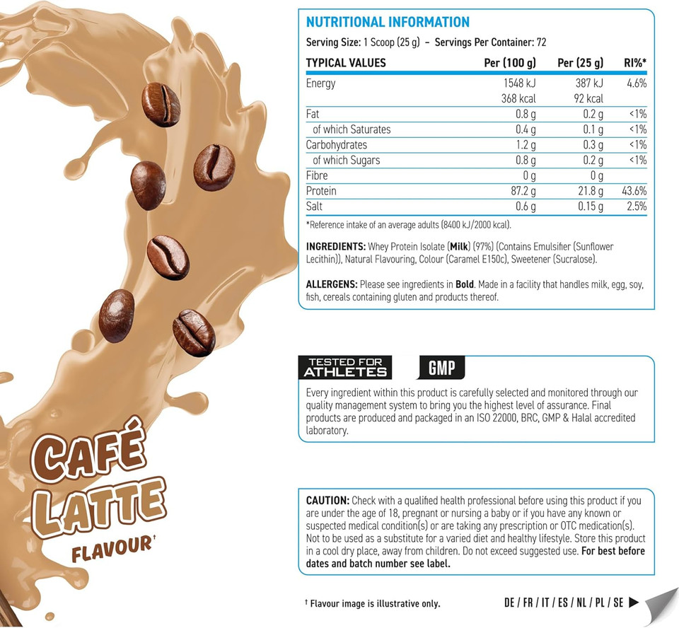 Applied Nutrition ISO-XP Whey Protein Isolate  Over 21g Protein, Low Carb, Low Fat, BCAA-Rich, Fast Absorption, Soy-Free, Halal-Certified (1.8kg - 72 Servings) (Cafe Latte) Applied Nutrition ISO-XP Whey Protein Isolate  Over 21g Protein, Low Carb, Low Fat, BCAA-Rich, Fast Absorption, Soy-Free, Halal-Certified (1.8kg - 72 Servings) (Cafe Latte)