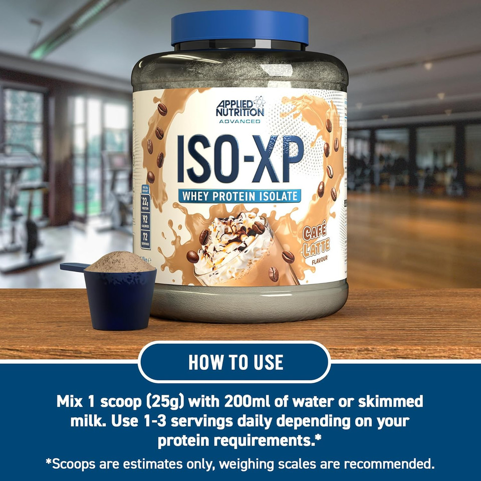 Applied Nutrition ISO-XP Whey Protein Isolate  Over 21g Protein, Low Carb, Low Fat, BCAA-Rich, Fast Absorption, Soy-Free, Halal-Certified (1.8kg - 72 Servings) (Cafe Latte) Applied Nutrition ISO-XP Whey Protein Isolate  Over 21g Protein, Low Carb, Low Fat, BCAA-Rich, Fast Absorption, Soy-Free, Halal-Certified (1.8kg - 72 Servings) (Cafe Latte)