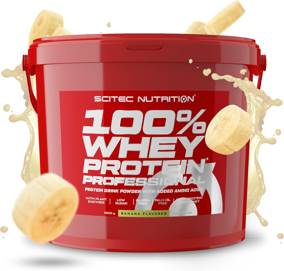Scitec Nutrition 100% Whey Protein Professional  Enhanced with Extra Amino Acids & Digestive Enzymes  Gluten-Free  Palm Oil Free, 5 kg, Banana