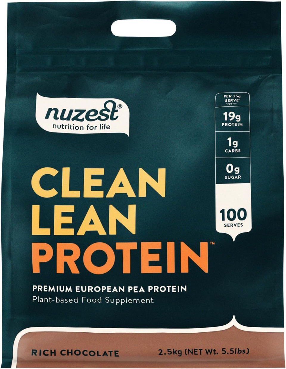 Vegan Protein Powders by Nuzest - Clean Lean Protein - Rich Chocolate - Plant Based Pea Protein Shake - Low Calorie & Low Carb - Gluten Free - Dairy Free - 2.5kg (100 Servings)