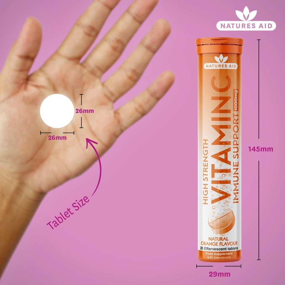 Natures Aid Daily Multivitamin Effervescent 20 Tablets - Supports Energy and Immune Health - High Strength Fizzy Supplement - Vegan, Gluten Free, Non-GMO - Natural Citrus Multi-Vitamin - 20 Tablets