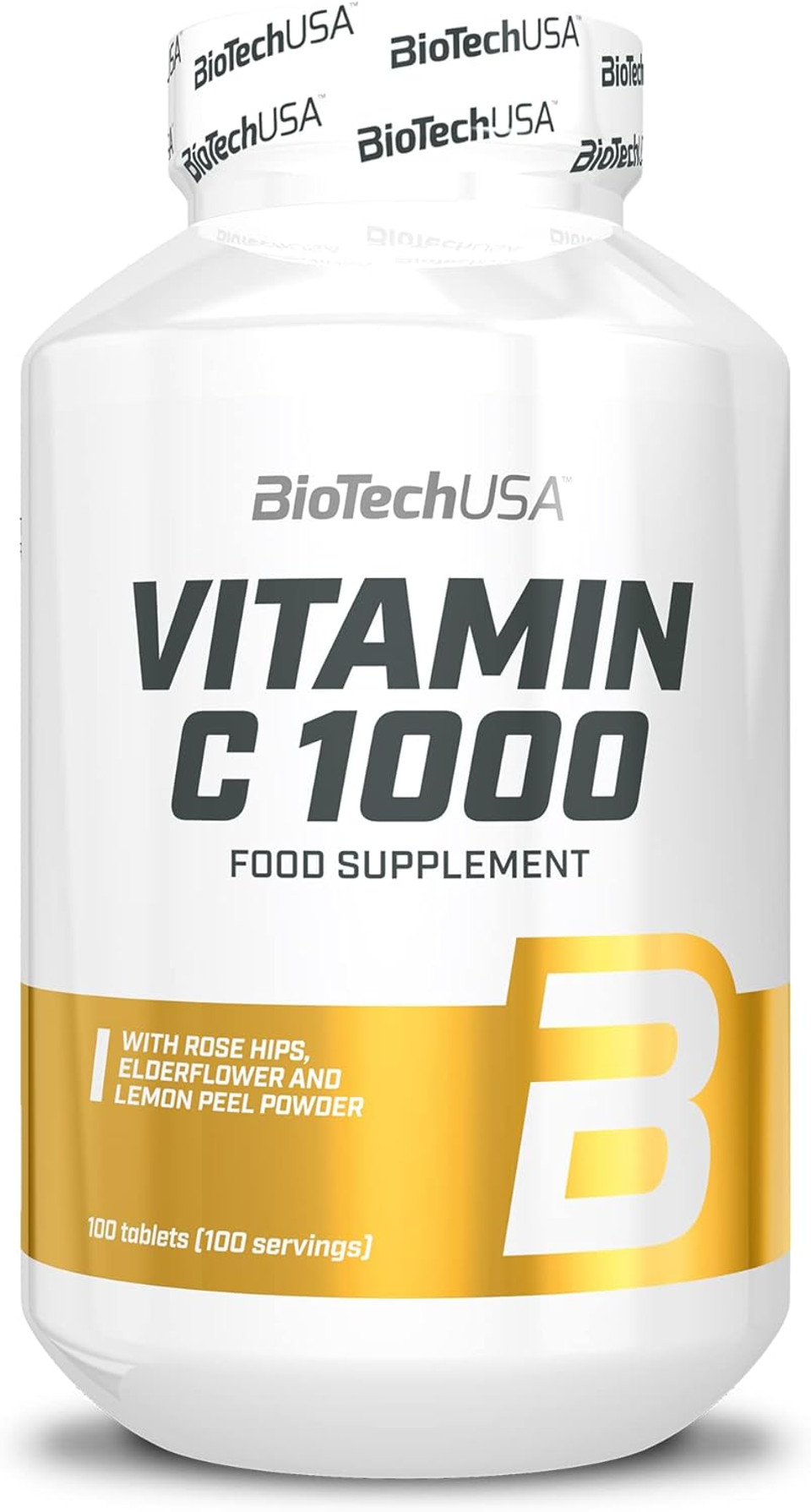 BioTechUSA Vitamin C 1000 + BioFlavonoids | Multiple Sources | Immune Support | Rosehip, Elderflower & Lemon, 30 Tablets