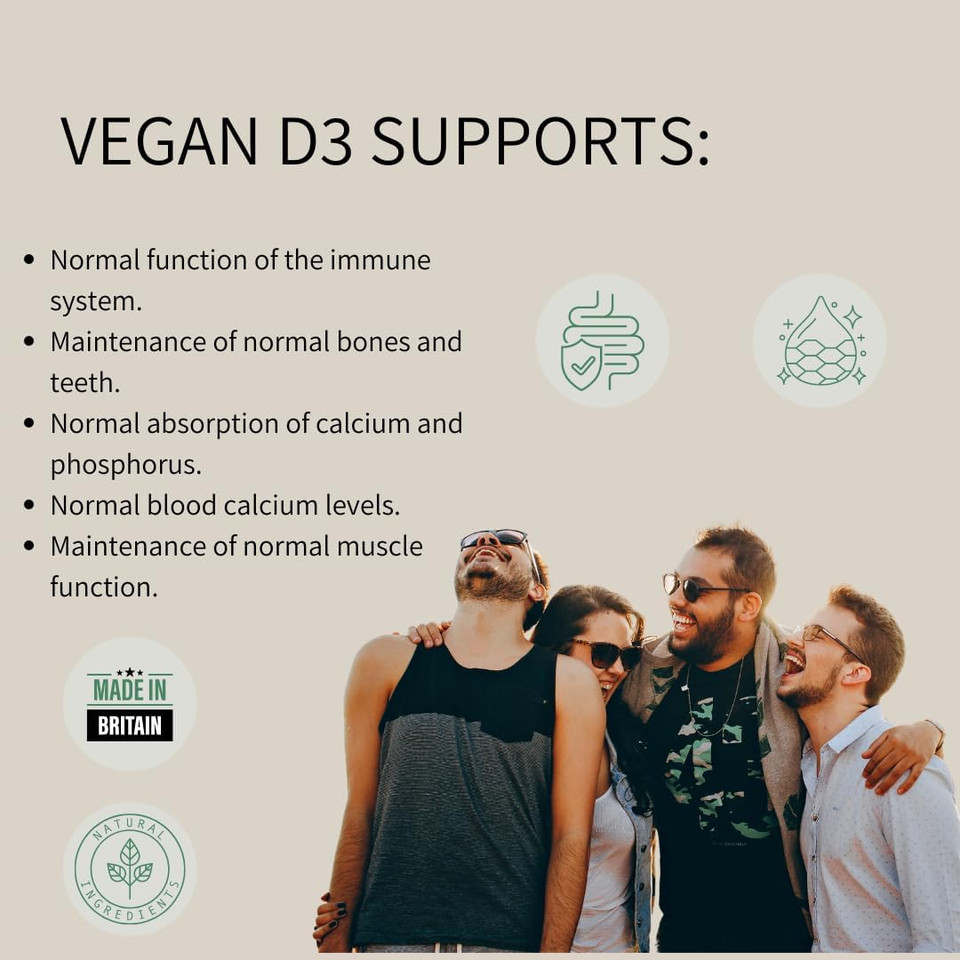 Sunvit-D3 Vitamin D3 400IU - Vegan Vitamin D Tablets Support The Maintenance of Bone, Teeth, Muscle & Immune System | UK Made, GMP Approved, Gluten & Dairy Free - D3 Vitamins Vegan 60 Daily Tablets