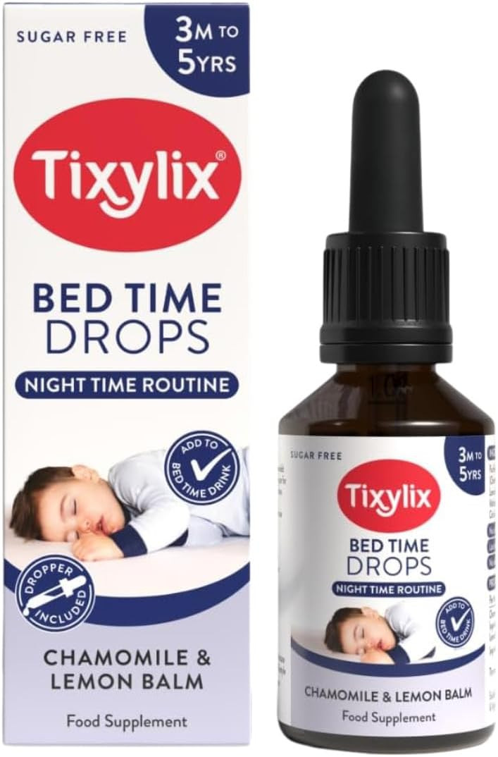 Tixylix 50ml Bed Time Drops for Children, Chamomile and Lemon Balm, Supports Sleep Routine - Natural Supplement for Children 3m to 5 years - Vegan, Gluten Free, Non-GMO, Sugar Free