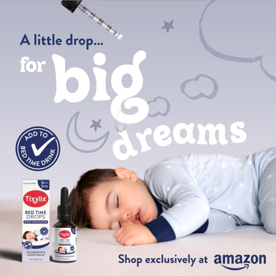 Tixylix 50ml Bed Time Drops for Children, Chamomile and Lemon Balm, Supports Sleep Routine - Natural Supplement for Children 3m to 5 years - Vegan, Gluten Free, Non-GMO, Sugar Free