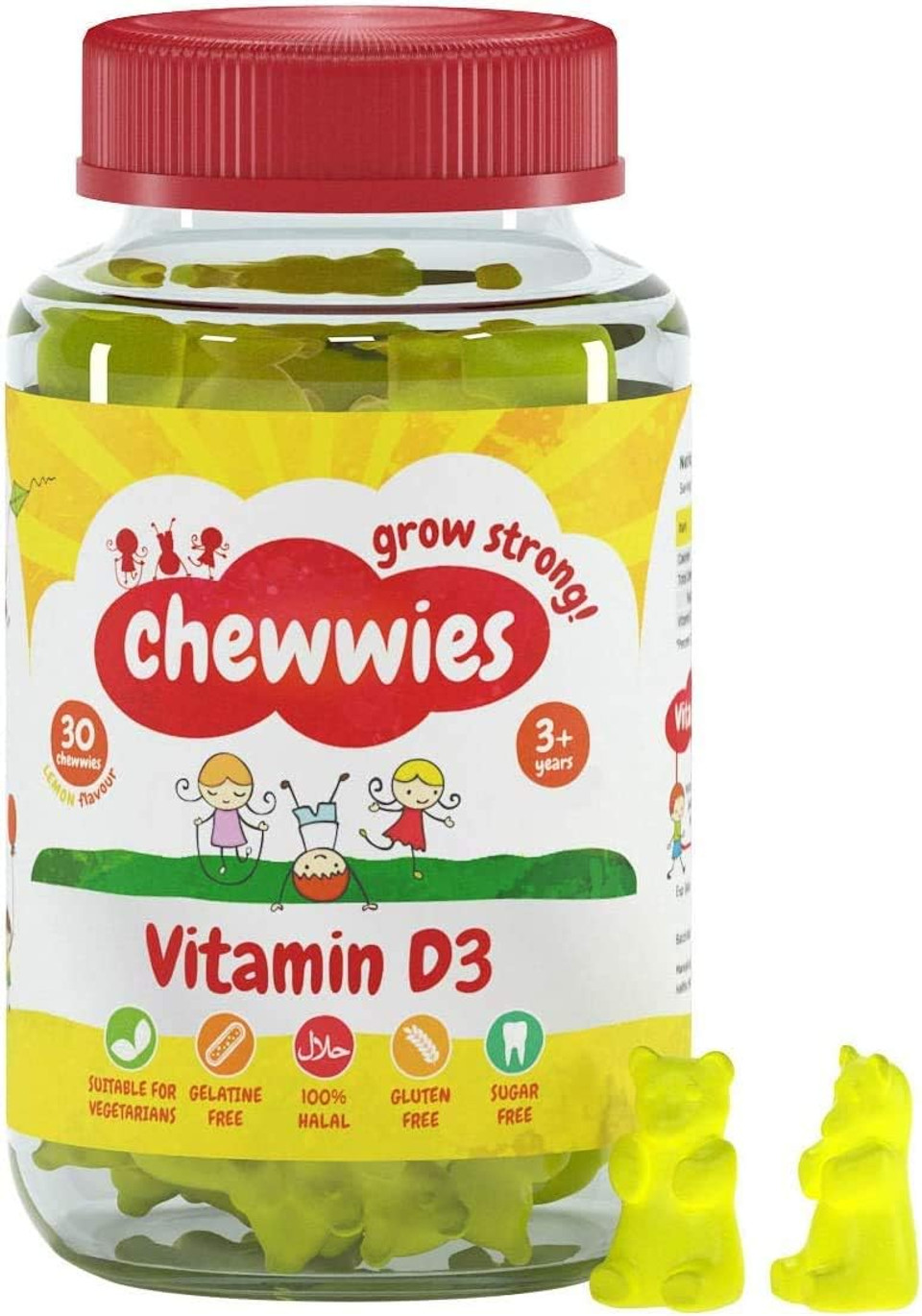 Vitamin D - Chewable Gummies- Vegetarian, Vegan, Halal, Sugar Free & Gluten Free, Non-GMO - for Adults and Children to Support Healthy Growth and Development by Chewwies Vitamins Vitamin D - Chewable Gummies- Vegetarian, Vegan, Halal, Sugar Free & Gluten Free, Non-GMO - for Adults and Children to Support Healthy Growth and Development by Chewwies Vitamins