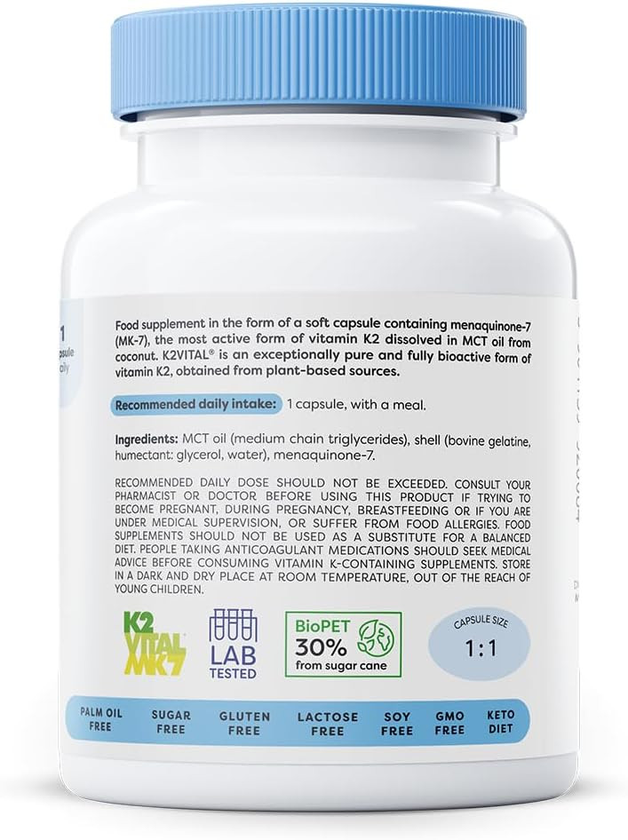 Osavi Vitamin K2 MK7 100 µg  60 Softgels | Highly Bioactive MK7 in MCT Oil | Supports Normal Blood Clotting & Bone Health | K2VITAL®
