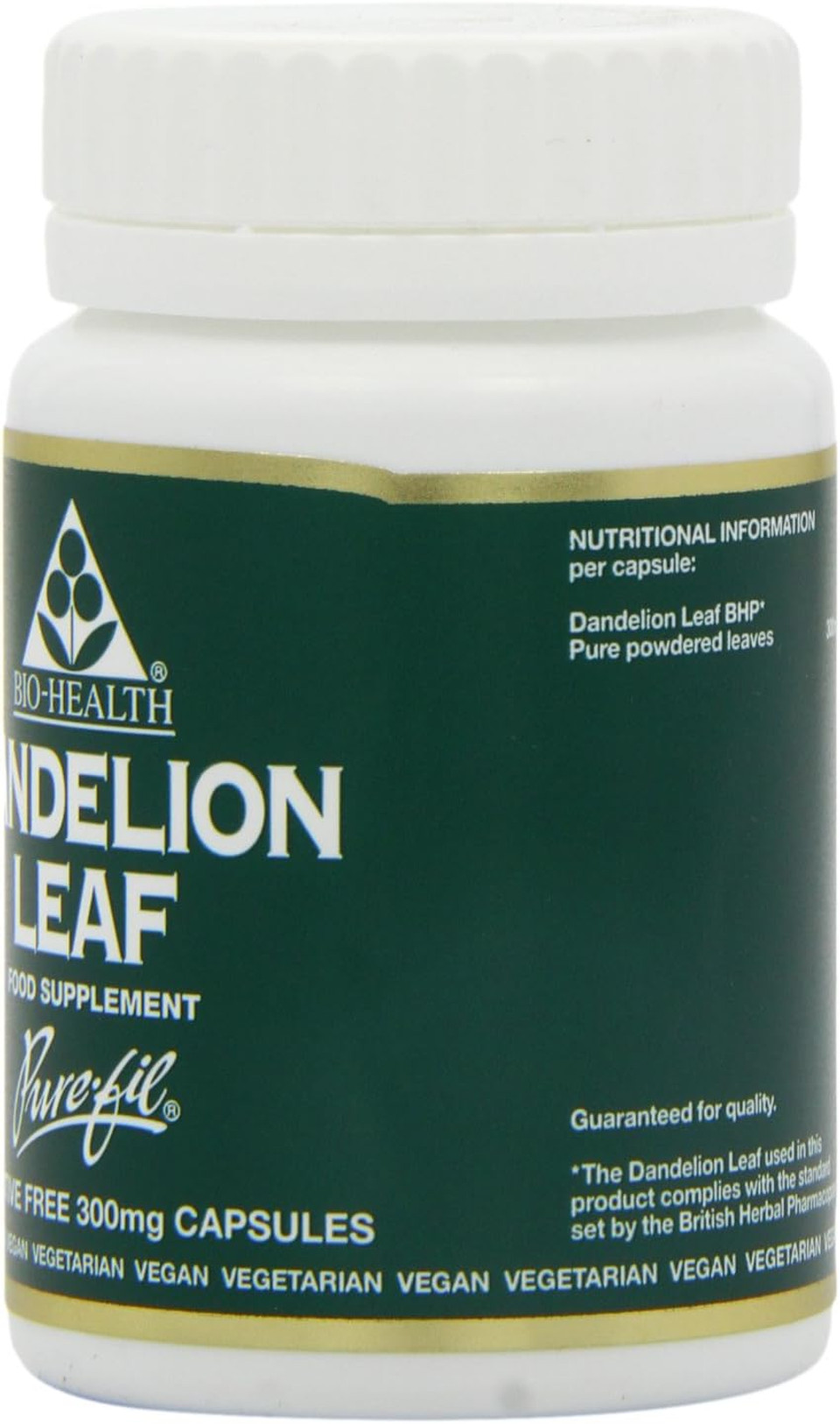 Bio-Health Dandelion Leaf Herbal Food Supplement for General Health, Support for Healthy Digestion, Healthy Bones and Boosts the Immune System, Additive Free, 60 Capsules