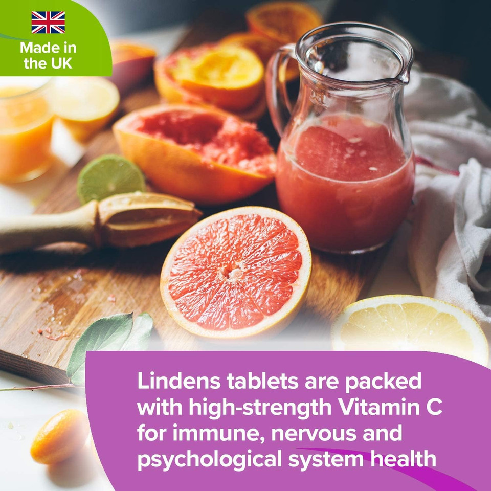 Lindens Vitamin C+ 1000mg - 120 Tablets - Time Release Tablets with Citrus Bioflavonoids and Rosehip - Contributes to Immune System Health, Reduces Tiredness and Supports Healthy Skin and Teeth Lindens Vitamin C+ 1000mg - 120 Tablets - Time Release Tablets with Citrus Bioflavonoids and Rosehip - Contributes to Immune System Health, Reduces Tiredness and Supports Healthy Skin and Teeth