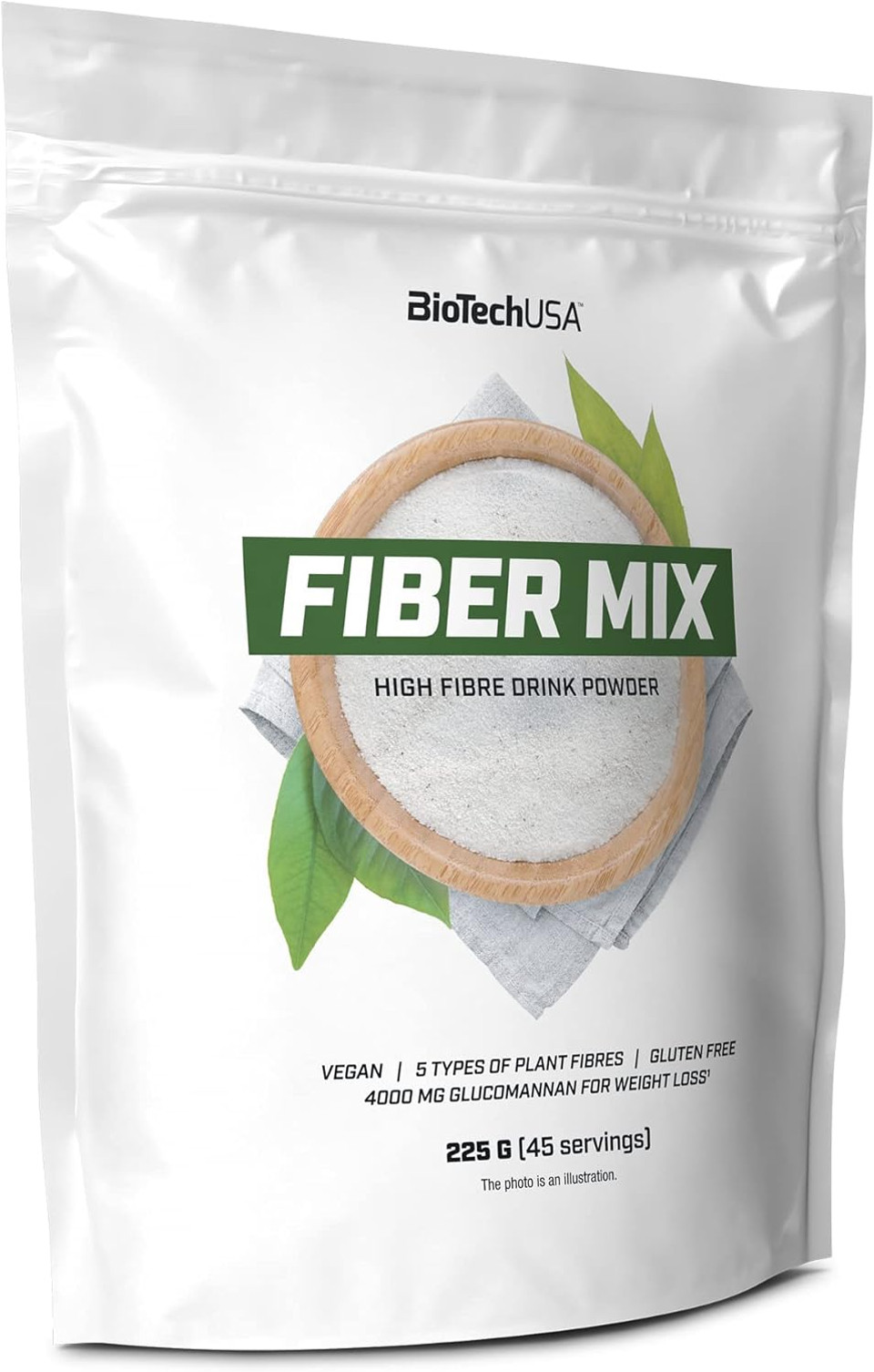 BioTechUSA Fiber Mix | 5 Types of Plant Fibres | Glucomannan, Citrus Fiber, psyllium | Weight Loss Support, 225 g, Unflavored