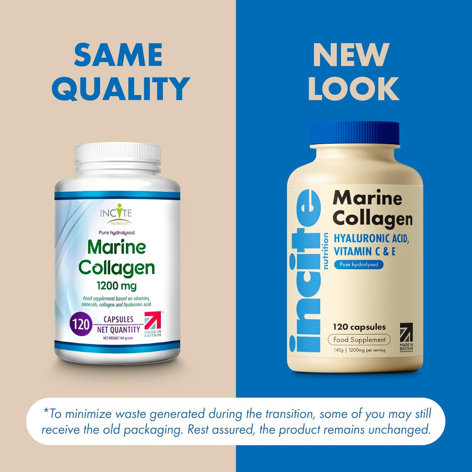 Marine Collagen Supplements for Women & Men 1200mg | 120 High Strength Marine Collagen Capsules | Pure Superior Type 1 Hydrolysed with Hyaluronic Acid, Vitamins C, E, B12, Copper, Zinc and Iodine