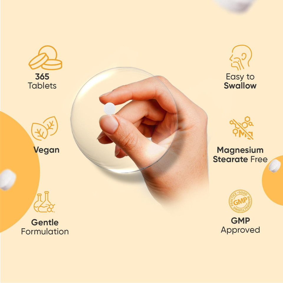 Vitamin D3 + K2 Tablets | 2000IU Vitamin D3 (Cholecalciferol) | 200mcg Vitamin K2 (Menaquinone) | with 100% All-Trans MK-7 | 365 Vegan Tablets | 6mm Micro-Tablet | 1 Year Supply