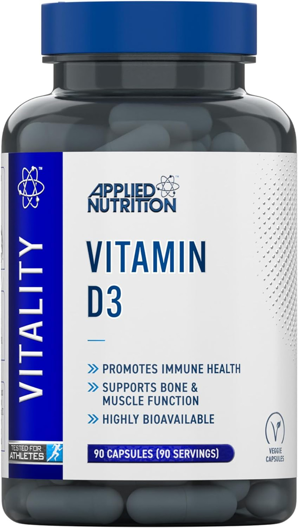 Applied Nutrition Vitamin D3 3000 IU | 75µg High Strength for Immune Support, Bones, Muscles & Energy | Vegetarian | Halal - (90 Capsules) (3 Month Supply)