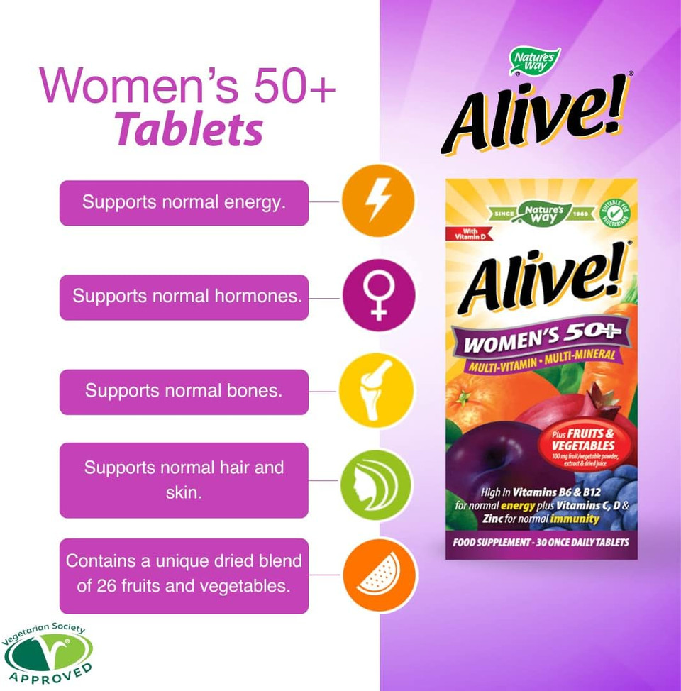 Alive! Women's 50+ Multi-Vitamin and Minerals | 30 Tablets