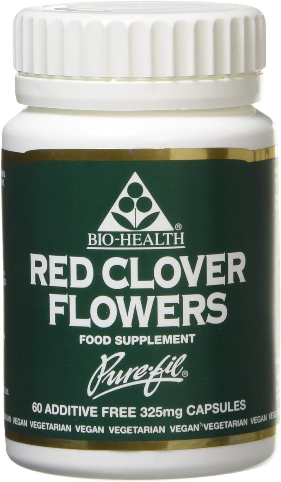 Bio-health Red Clover Flowers 325mg Pure Herbal Food Supplement for Menopausal Symptoms Relief, Bone and Cardiovascular Health Support, Additive Free 60 Capsules