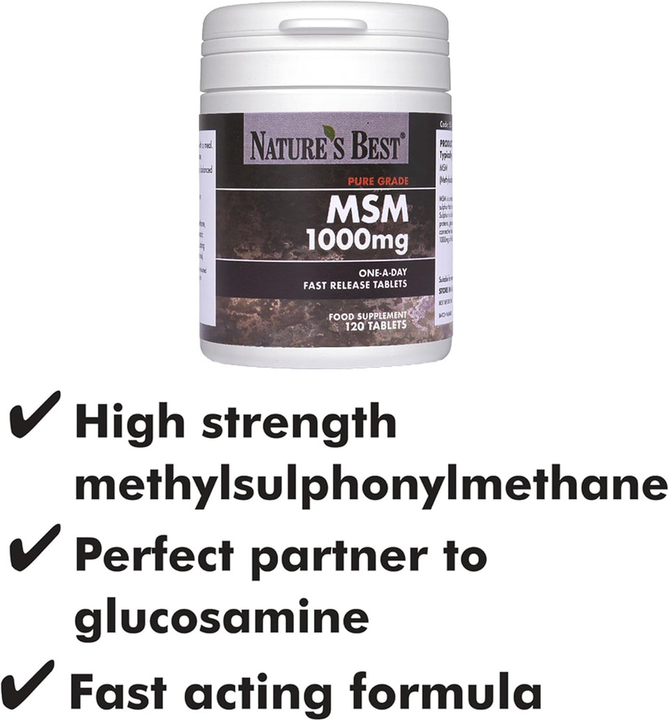 Pure MSM 1000mg Fast-Release Tablets - 120 Tablets, 1-a-Day for 4 Months - Natural Source, Non-Toxic & Long-Term Safe - Fast-Release, Taste-Free, One-a-Day Formula