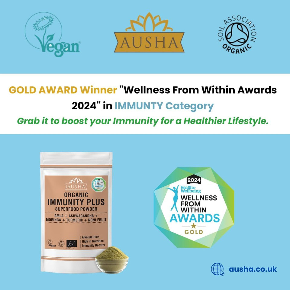 Ausha Organic Moringa Leaf Powder 500g - UK Certified Organic by Soil Association