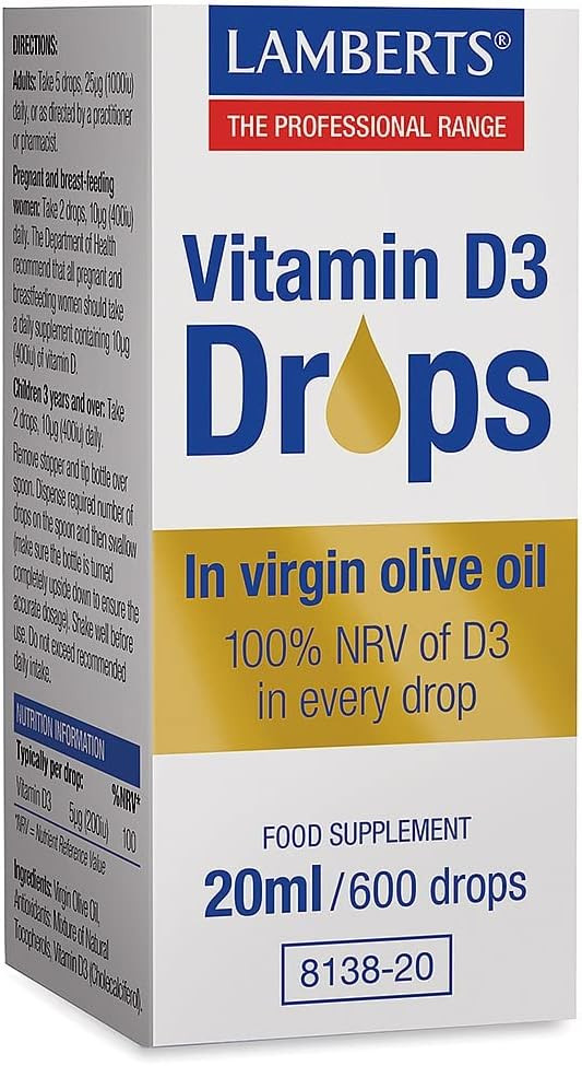 Lamberts Vitamin D3 Liquid Drops 200IU 20ml
