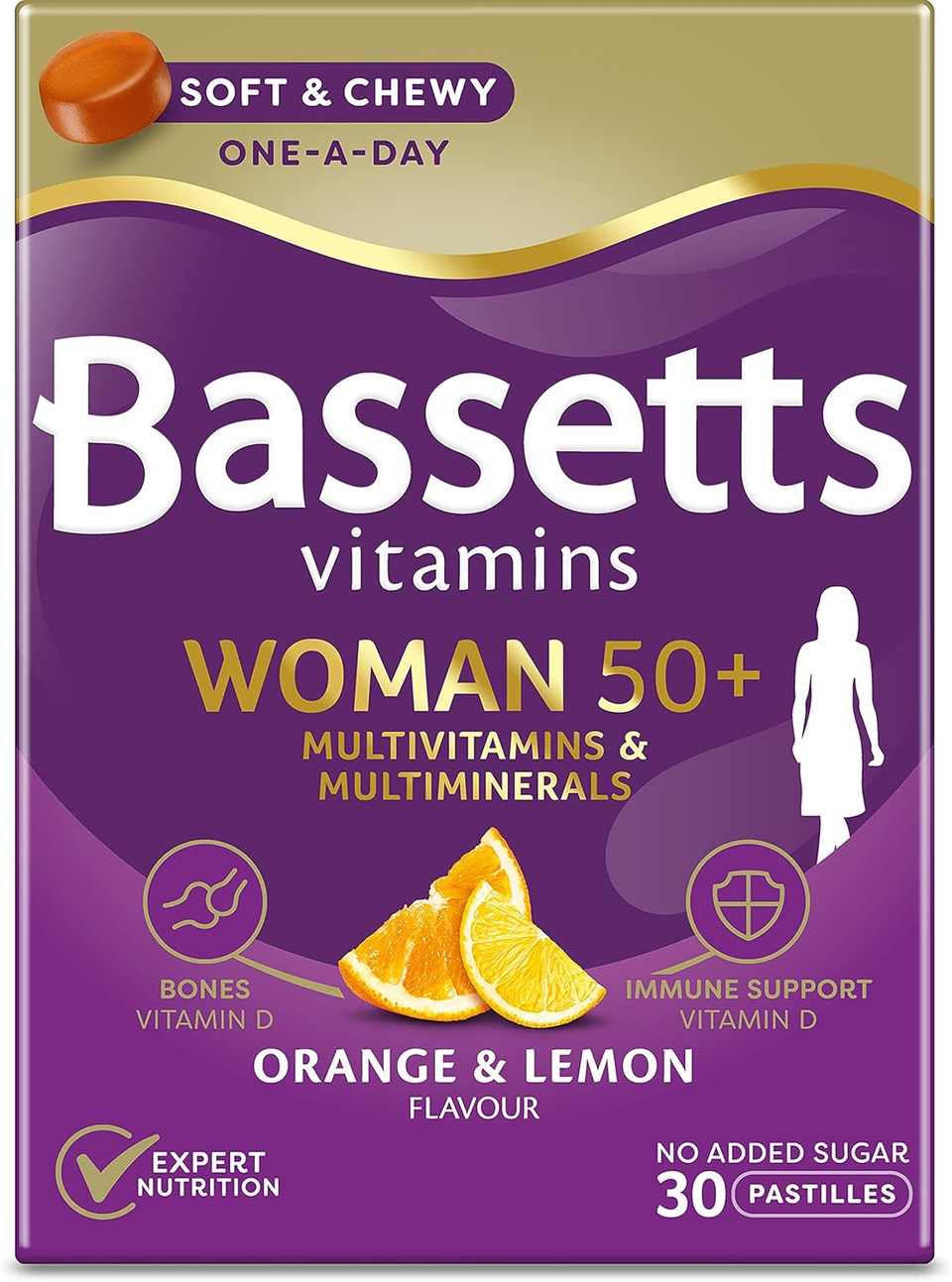 Bassetts Vitamins Woman 50+ Multivitamins & Multiminerals Orange & Lemon Flavour 30 Gummy Pastilles