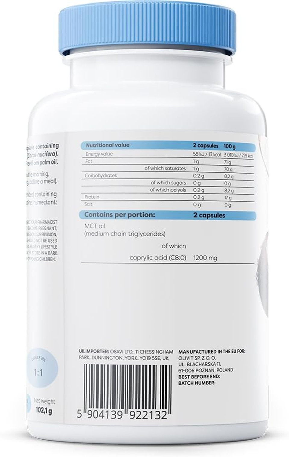 Osavi Caprylic Acid 1200mg  120 Softgels | Derived from MCT Oil of Coconut Palm | Easy to Swallow for Optimal Digestive Health