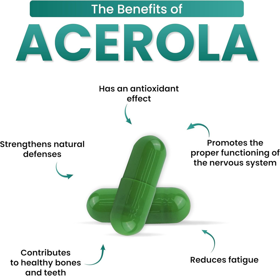 VED Organic Acerola Cherry, Acerola Cherry Spray Dried Juice Powder 850 mg, 90 Vegan Capsule (45 Days Supply)