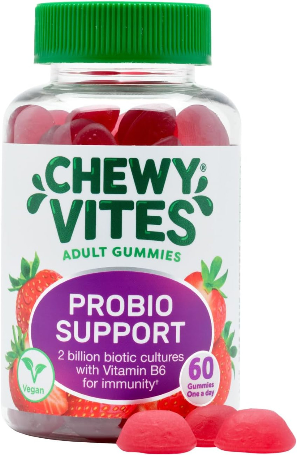 Chewy Vites Adult Super Immune, 60 Multivitamin Gummies, Extra-Strength Vitamin D 2000 IU, 200mg Vitamin C, 8mg Zinc, Elderberry, 2 Months Supply, Real Fruit Juice, Vegan, Elderberry Flavour