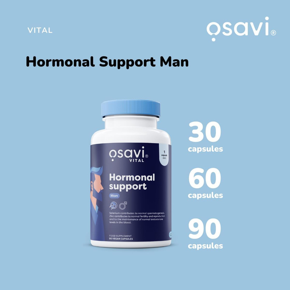 Osavi Hormonal  30 Vegan Capsules | KSM66® Ashwagandha, Selenium & Zinc for Male Fertility & Testosterone Support | Protects Cells from Oxidative Stress, Supports Reproductive Health