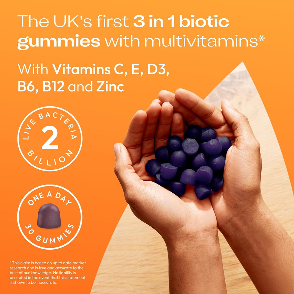 Bio-Kult 3in1 Gut Health Gummies for Teens | 2B CFU + Multivitamins | Blackcurrant Flavour | Ages 13+ | 30 Probiotic Gummies