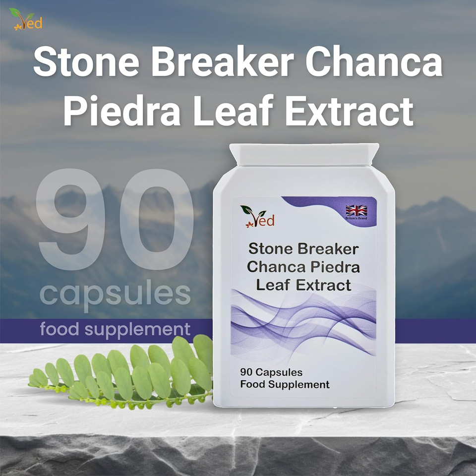 Ved Stone Breaker, Chanca Piedra Leaf Extract 1500 mg Kidney & Liver Support, Dissolve, Flush & Cleanse,90 Vegan Capsule (30 Days Supply)