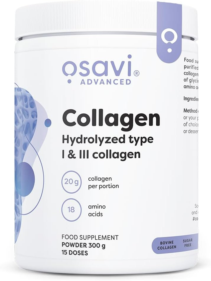 Osavi Collagen Peptides, Hydrolyzed Type 1 & 3  Powder 300g | 20g Collagen per Serving | 18 Amino Acids, Including Glycine, Proline | Supports Muscles and Bones | Neutral Taste | Easily Soluble