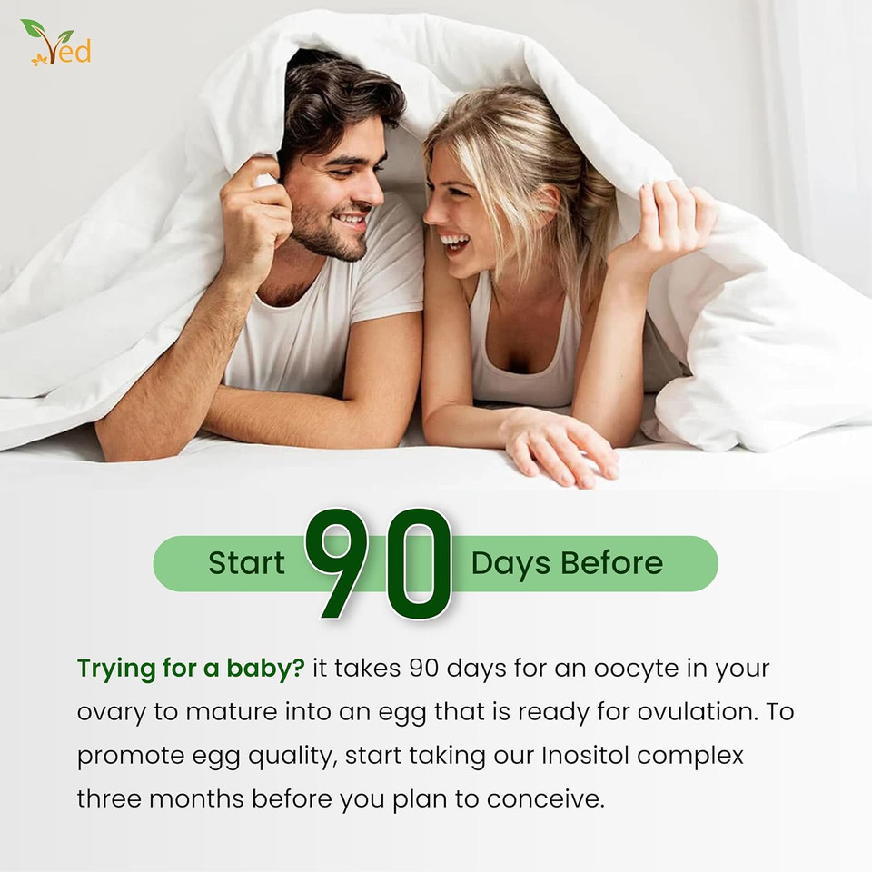 VED Myo & D Chiro Inositol, myo- inositol 2000 mg & D Chiro Inositol 300 mg 92 Vegan Capsule (23 Days Supply)