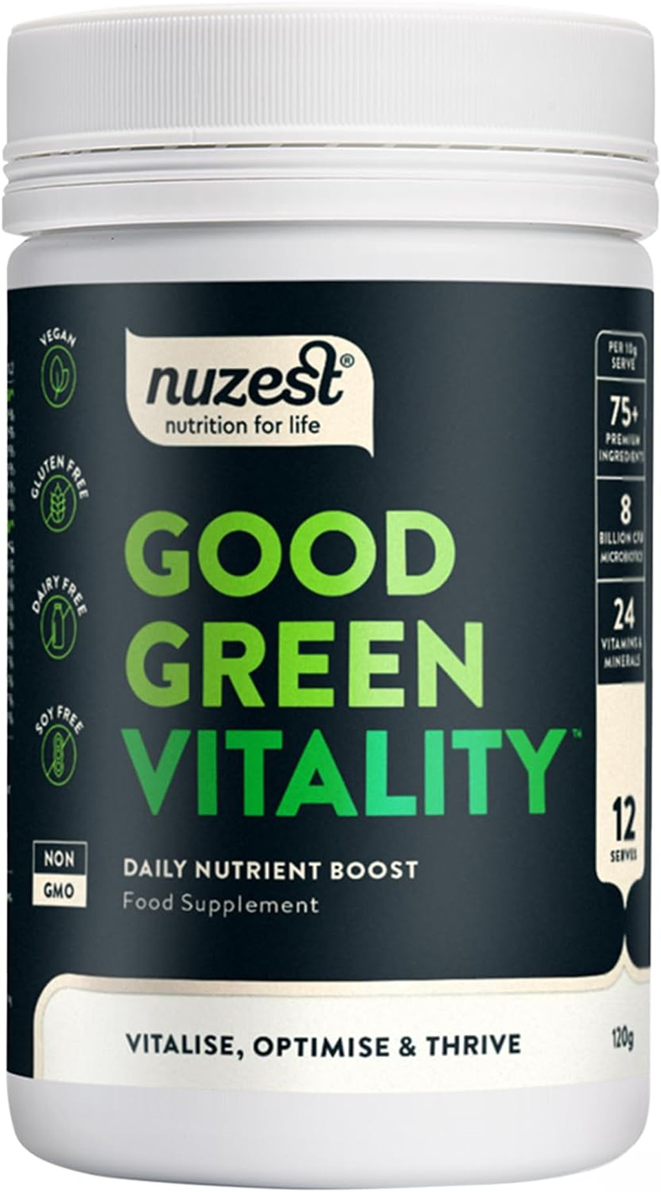Greens Powder by Nuzest  Good Green Vitality  Filled with Vitamins, Minerals & Superfoods  Vegan Multivitamin Greens Drink - Gluten Free - Dairy Free - (10g (Box of 5)