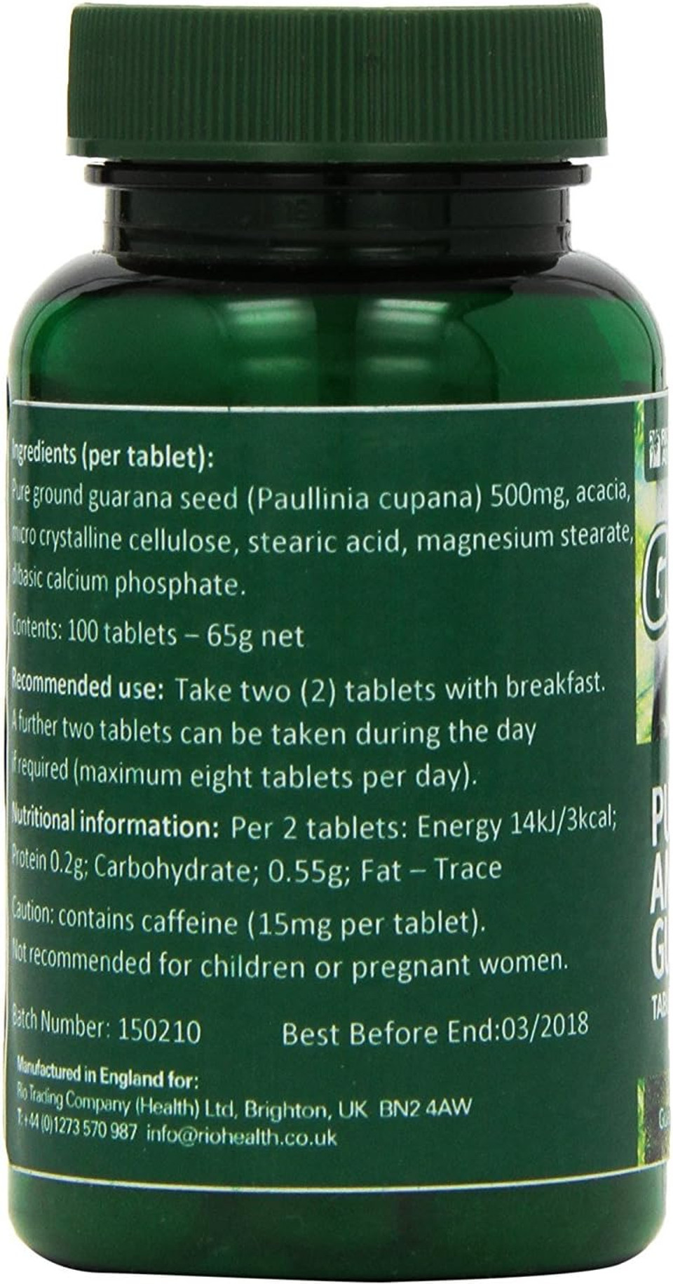 RIO AMAZON GoGo Guarana - Energy - 100 x 500mg Tablets