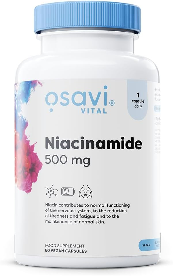 Osavi Niacinamide 500 mg  120 Vegan Capsules | Supports Nervous System & Psychological Function | Reduces Fatigue, Maintains Healthy Skin & Mucous Membranes | Contributes to Normal Energy Metabolism