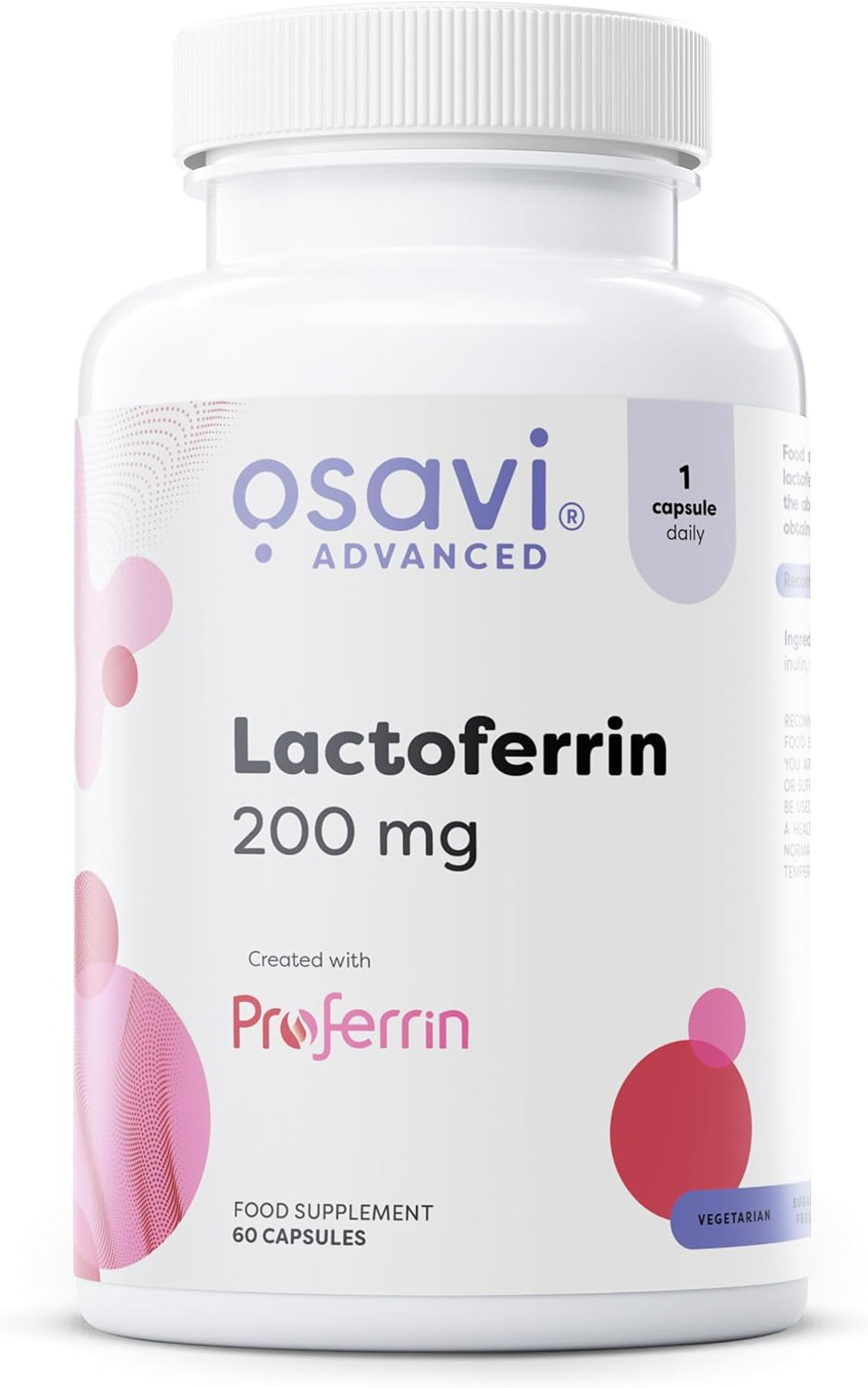 Osavi Lactoferrin 200 mg  60 Capsules | Supports Iron Transport and Immune Function | Proferrin® Lactoferrin from Cow's Milk for Enhanced Bioavailability Osavi Lactoferrin 200 mg  60 Capsules | Supports Iron Transport and Immune Function | Proferrin® Lactoferrin from Cow's Milk for Enhanced Bioavailability