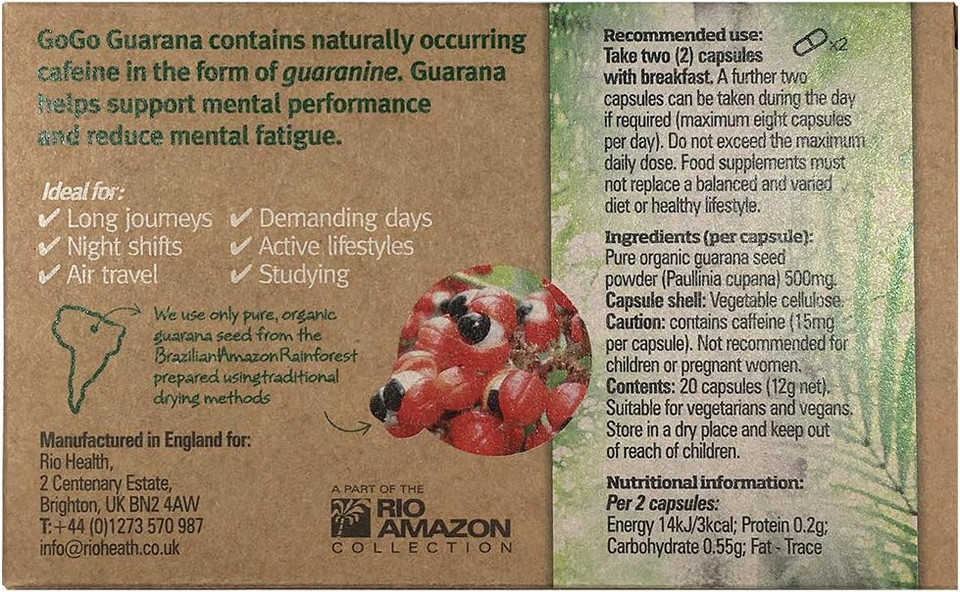 GoGo Organic Guaran? 500mg 20 vcaps-2 Pack