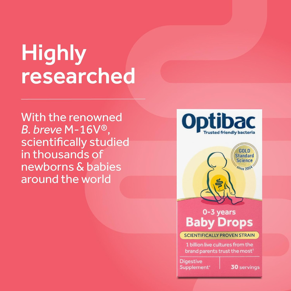 Optibac Probiotics Baby Drops 10ml - Expertly Formulated Vegan Digestive Probiotic Supplement for Newborns, Babies & Infants - Scientifically Proven Friendly Bacteria - Easy Oral Drops - 30 Day Supply