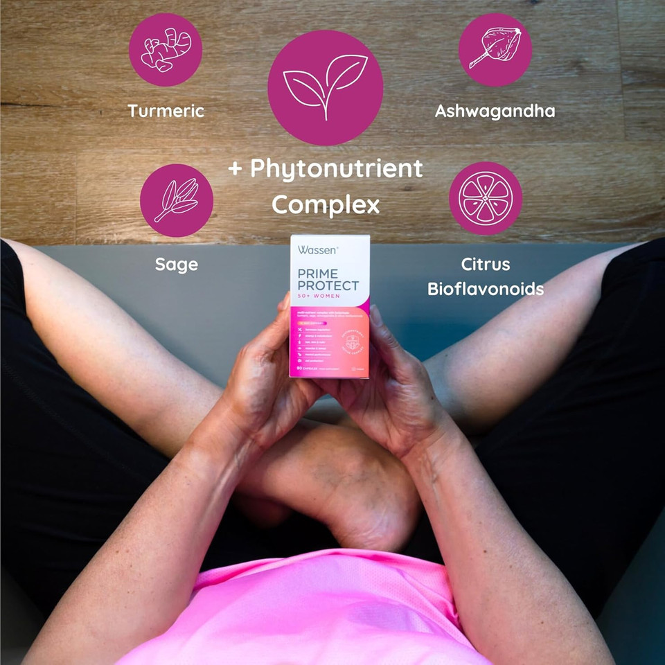 Wassen Prime Protect 50+ Women | 90 Vegan Capsules | Multivitamin For Women | Menopause Supplements For Hormone Balance For Women | Vitamin For Women Over 50 Multivitamins | Hormonal Balance For Women