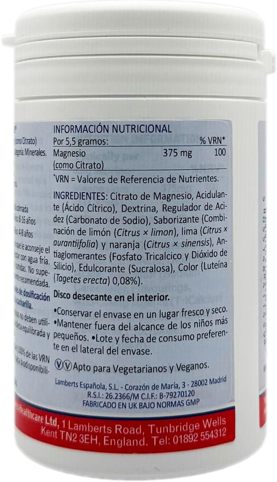 Lamberts MagAsorb Powder 165g, Highly Bioavailable Magnesium Citrate Supplement with Orange Flavour